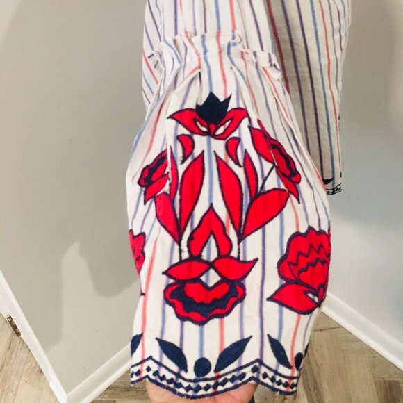 PARKER Dane Off Shoulder Embroidered 3/4 Sleeves Stripe Scallop Blouse XS NEW - Picture 5 of 12